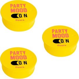 Fisura – Original drink cover. Reusable drink spiking prevention silicone. Washable drink protection cup Straw hole. ("Party Mood", Yellow, 3 pcs)