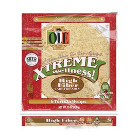 Olé Xtreme Wellness® High Fiber | 10" Size Flour Tortillas |Carb Friendly |Keto Certified | 15 oz.| 6 Count (Pack of 4)