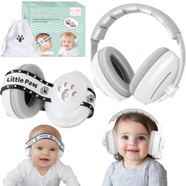 Dekukar 2-in-1 Hearing Protection for Babies and Toddlers up to 48 Months - Baby Headphones Noise Protection with Adjustable Anti-Slip Headband, Against Hearing Damage & Improves Sleep White