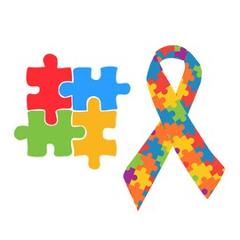 inking house SET OF 2 X Autism Awareness Iron on Screen print Patch Applique Unique Animal Motif transfer Autism Jigsaw puzzle