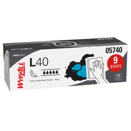 WypAll 05740 L40 Towels, POP-UP Box, Blue, 16 2/5 x 9 4/5, 100 per Box (Case of 9 Boxes)
