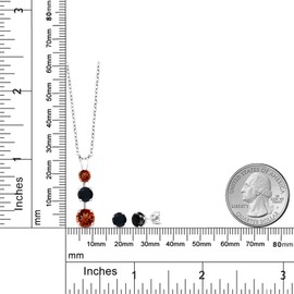 Gem Stone King 925 Sterling Silver Red Garnet and Black Onyx Pendant and Earrings Jewelry Set For Women (1.82 Cttw, Gemstone January Birthstone, with 18 Inch Chain)