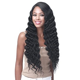 Bobbi Boss HD Lace Synthetic Hair Wig - MLF538 RAMONA, 5" Deep Part HD Lace Wigs with Baby Hair, Cool Crimp Hair Style, High Heat Resistant Wigs (TT1B/RED)