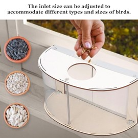 YYQTGG Window Bird Feeder, Inside House Rain Proof Adjustable Inlet Stable 180° Clear View Bird Feeder for Bird Watching, Transparent Bird House