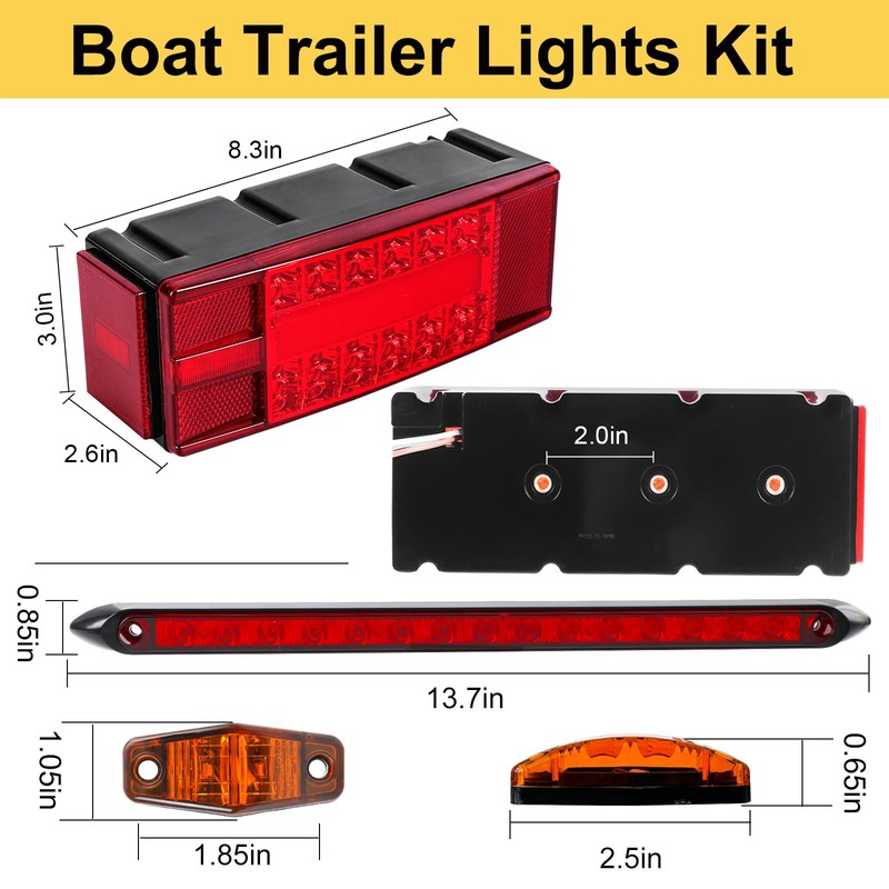 EXERAUO Boat Trailer Lights LED Kit, Submersible Boat Trailer Light,
