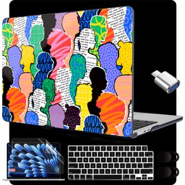 MEEgoodo for M4/M3/M2 MacBook Air 15.3 inch Case 2025 2024 2023, Case Fit Model (A3241/A3114/A2941) for MacBook Air 15 inch, Laptop Hard Shell with Keyboard Cover, Diverse People Abstract Art