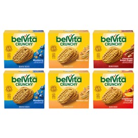 belVita Breakfast Bars Biscuits Variety Pack, 4 Flavors, 30 Total Packs, 6 Boxes (4 Biscuits Per Pack)