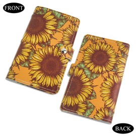 Czzmy PU Leather Business Card Holder for 96 Cards, Ideal for Office and Practice, Business Card Book, Customer Cards, Credit Cards, 1-sunflower, Classic