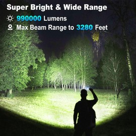 KINGCAESAR 3 Pack Rechargeable Flashlights 990000 High Lumen, Ultra Bright LED Flash Light for Home, High Powered Flashlights with 7 Light Modes, IPX7 Waterproof for Camping