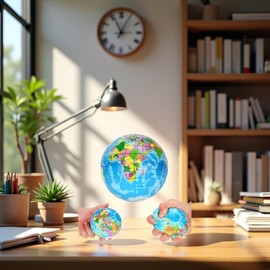 Blue Squishy Squeeze World Map Globe Palm Ball Slow Rising Stress Relief Ball for Birthday Xmas Gifts Xmas Stocking Fillers Party Bag Gifts, Squeeze Toys, Decorations (7.6CM)