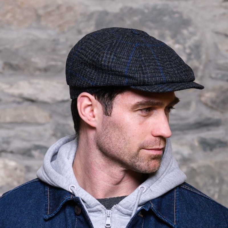 Gorra de conducción de lana irlandesa, 8 paneles, 100% lana,