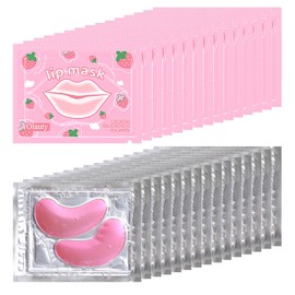 firstfly 30 Pairs Eye Masks & Lip Masks, Crystal Collagen Under Eye Patches for Puffy Eyes, Moisturizing Lip Mask Pink Lip Pads for Lip Spa Daily Labial Mask Eye Patches for Reducing Fine Lines & Dark Circles