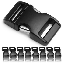 Ganzoo Alumaxx Metal Click Clasp, Set of 8, 5/8 Inch Clip Clasp/Buckle for Paracord Bracelets, Dog Collars, Backpack, Powder-Coated, Colour: Matte Black