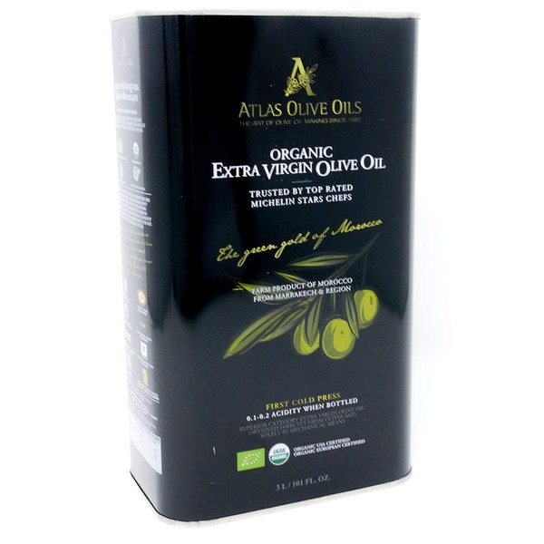 Atlas Organic USDA Extra Virgin Olive Oil 3 LT tin can