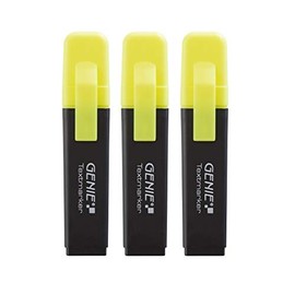 Genie Highlighters with Chisel Tip, Fluorescent Yellow 3er Pack