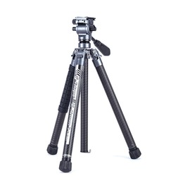 FotoPro X-AIRCROSS 3 Lite Video 5-Section Carbon Fiber Travel Tripod with MH-2L Fluid Video Head, Flame Orange