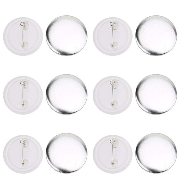 100 Sets of 37mm Badge Pin Button Parts, Round Button