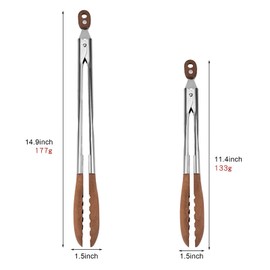 Set of 2 Wooden Tongs for Cooking & Serving Food, Anti-Slip Long Handle Wooden Kitchen Tongs Heat Resistant, Stainless Steel Salad with Walnut Wood Tip, Smooth Locking & Hanging Cooking Utensils
