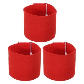 PATIKIL 9.4x2.5 Soccer Captain Armband, 3 Pack Nylon Unisex Elastic Arm Badge Adjustable for Youth Adult Team Training, Red