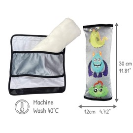 HECKBO Monster car Seatbelt Pillow for Children - Machine Washable - Girl boy Kids Children Soft car seat Belt Cover Sleeping Pillows Protection car Travel Pillow Cushion Vacation