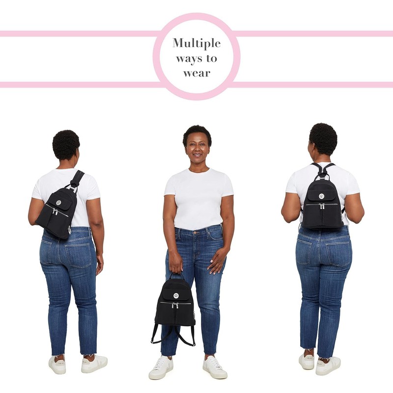 Baggallini Damen Umwandelbarer Neapel wandelbarer Rucksack, Silber-metallische Steppdecke, Einheitsgröße