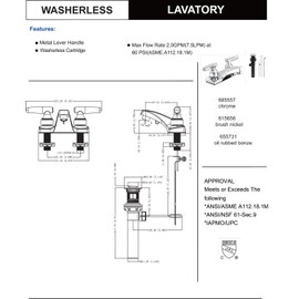 Designers Impressions 615656 Satin Nickel Two Handle Lavatory Bathroom Vanity Faucet - Bathroom Sink Faucet with Matching Pop-Up Drain Trim Assembly
