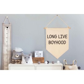 Long Live Boyhood-Home Decor-Wedding Wall Flag-Canvas Hanging Pennant Flag Banner Wall Sign Decor Gift for Kids Boy Teen Bedroom Playroom Front Door-Birthday Christmas Gift