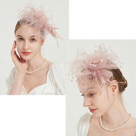 M MEINADILY Kentucky Derby Fascinators for Women, Fascinators for Women Tea Party Fascinator for Cocktail, Wedding, Fancy Dress Party for Girls Pink