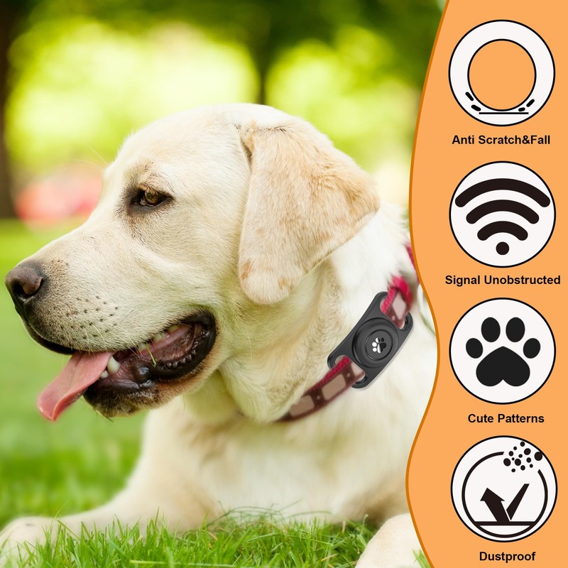[2 Pack] Waterproof AirTag Dog Collar Holder Case, Silicone Full-Body
