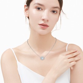 Moonstone Necklace 925 Sterling Silver Moonstone Pendant Chain Rainbow Moonstone Jewellery Gift for Girls Women Children, Sterling Silver, Moonstone, zirconia