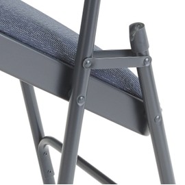 National Public Seating 1300 Series Steel Frame Upholstered Premium Vinyl Seat and Back Folding Chair with Triple Brace, 480 lbs Capacity, Dark Midnight Blue/Char-Blue (Carton of 4)