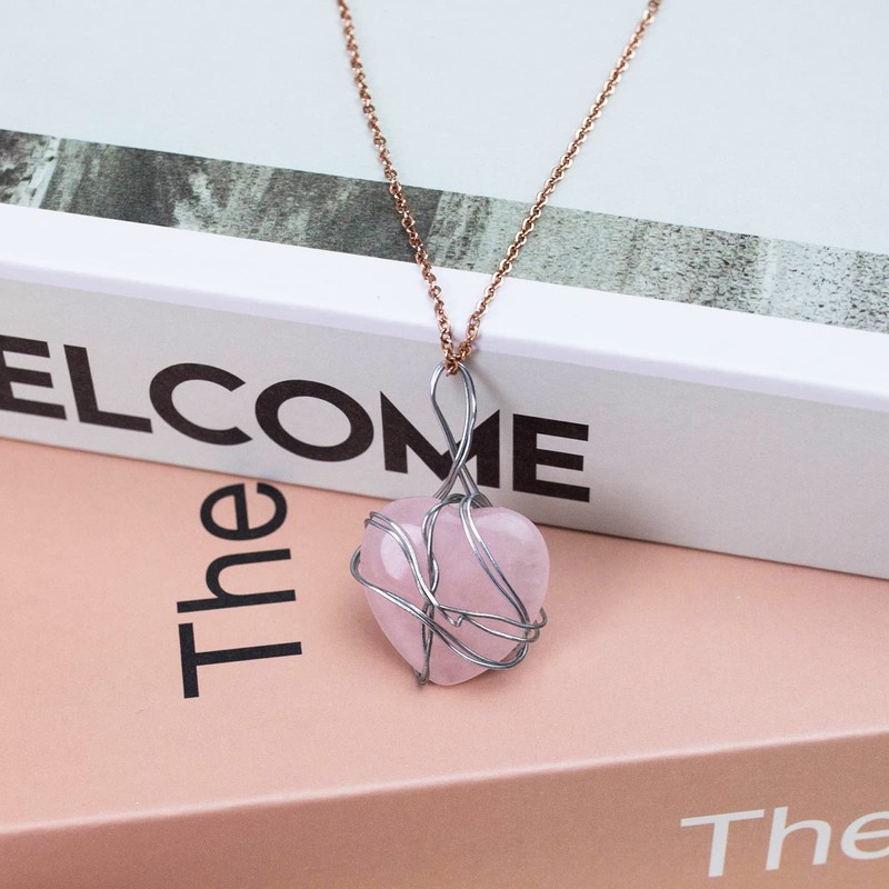 BigOtters Heart Rose Quartz, 16 PCS Healing Crystals Gemstones Bulk