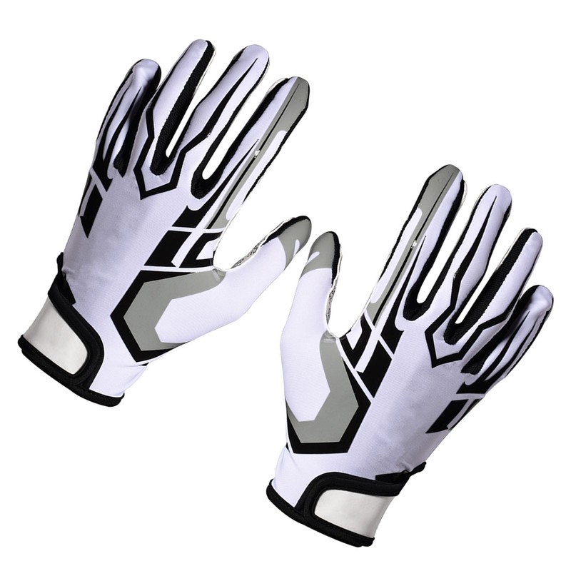 White Football Gloves Anti Slip Silicone Grip Sports Receiver Glove