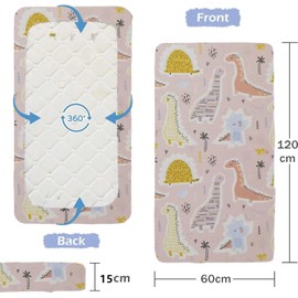 Baby Cot Bed Fitted Sheets 120 x 60 100% Cotton - Hypoallergenic Toddler Bed Sheet Fully Elasticated Skirt Breathable Easy Care - Junior Bed sheets Pack of 1 (Pink dinosaur+Seaworld)