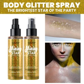 Gold Body Glitter Spray & Glitter Hairspray - Long-Lasting, Ultra-Shiny, Quick-Dry, Waterproof, Non-Clog Nozzle for Parties, Dances, Festivals, and Special Events