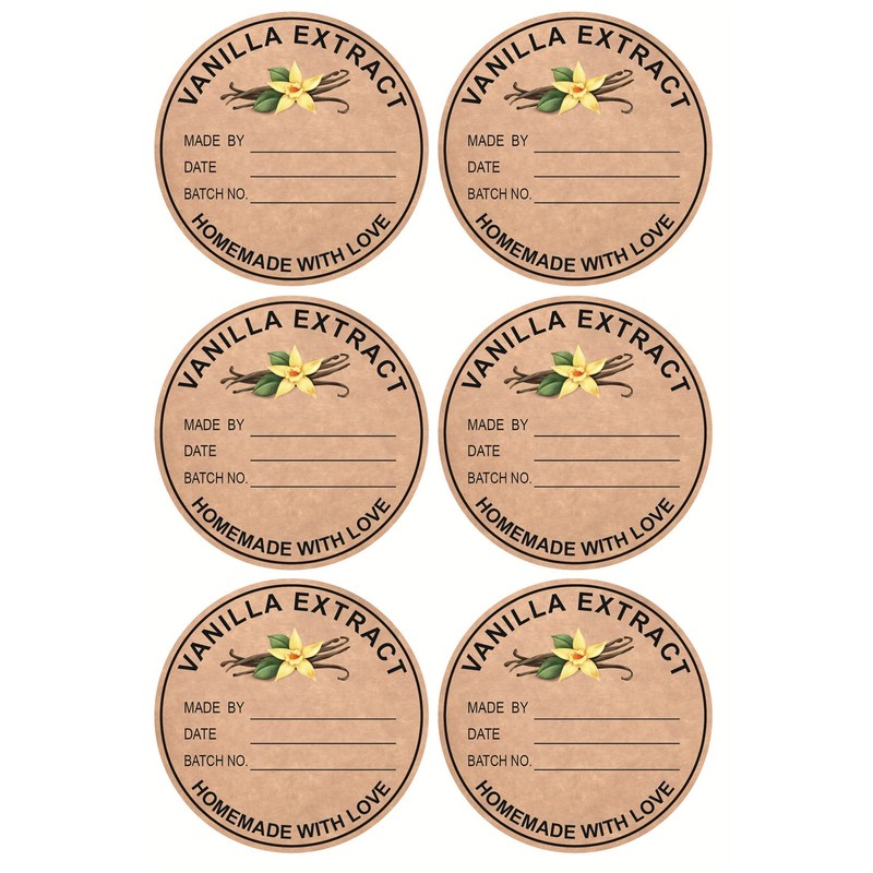 Vanilla Extract Sticker,2 inch 300pcs Round Vanilla Extract Sticker for