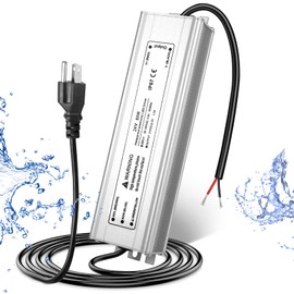 24V 80W LED Power Supply, Waterproof IP67 LED Driver, AC 110V to DC 24 Volt Low Voltage Transformer with 3-Prong Plug 3.3 Feet Cable for Indoor Outdoor LED Light, Computer Project