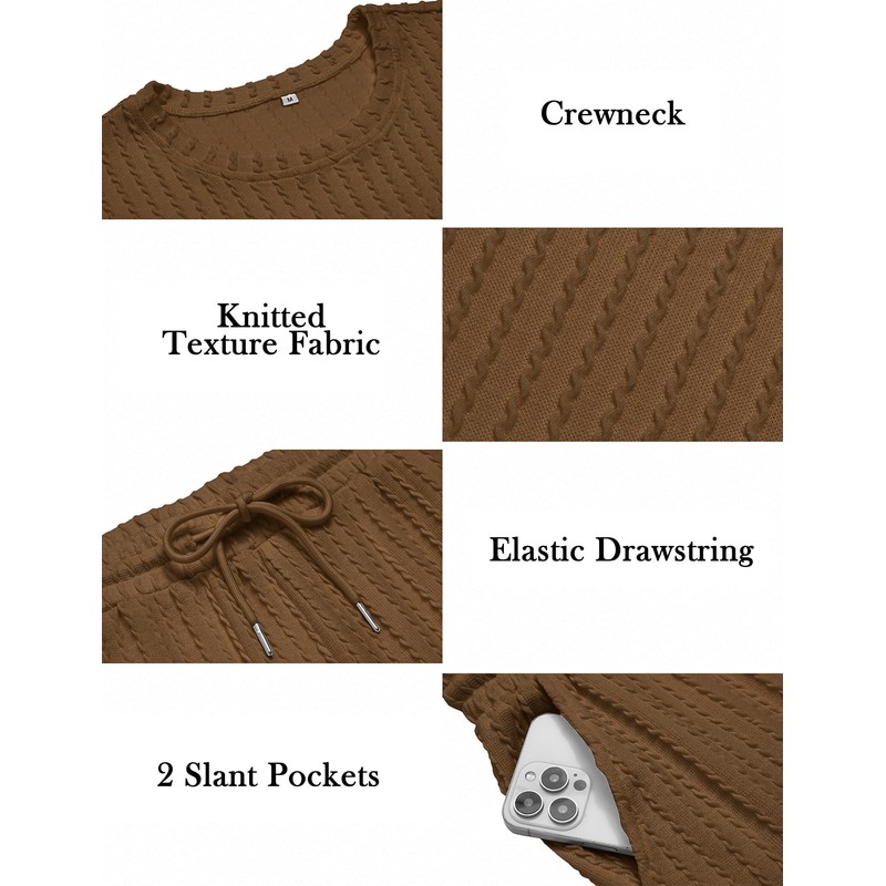 Babioboa Men's Short Sets 2 Piece Outfits Crewneck Summer T