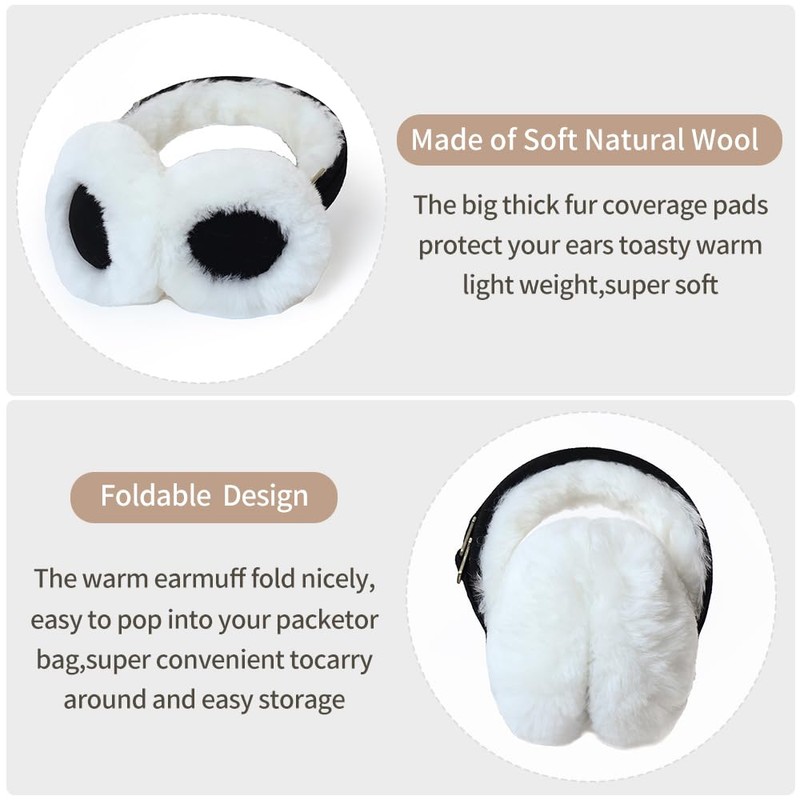 MGGMOKAY Unisex Winter Earmuffs Warm Sheepskin Earmuffs Outdoor Earmuffs for