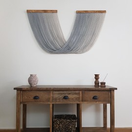 Knots & Beyond Macrame Wall Hanging Long, Boho Wall Decor, Macromdeia Wall Hanging, Yarn Wall Art, Gray Ombre, 57" x 31.4"