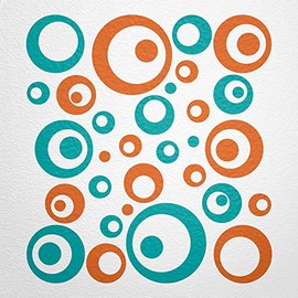 WANDfee® Wall Tattoo, Circles, Dots, 50 Stickers, Colour Choice For Children's Bedroom, Living Room, Hallway, Bathroom, Kitchen, Tile Stickers, orange