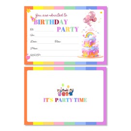 Rainbow Birthday Invitation Cards -32PCS, Birthday Party Invitations Cards for Boys or Girls Birthday Party(Rainbow）