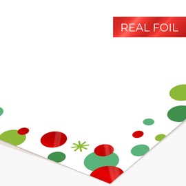 Colorful Christmas Dots Letterhead / 25 Decorative Printer Sheets with Shiny Red Foil Accents / 8.5" x 11" Festive Winter Holiday Paper Stationery