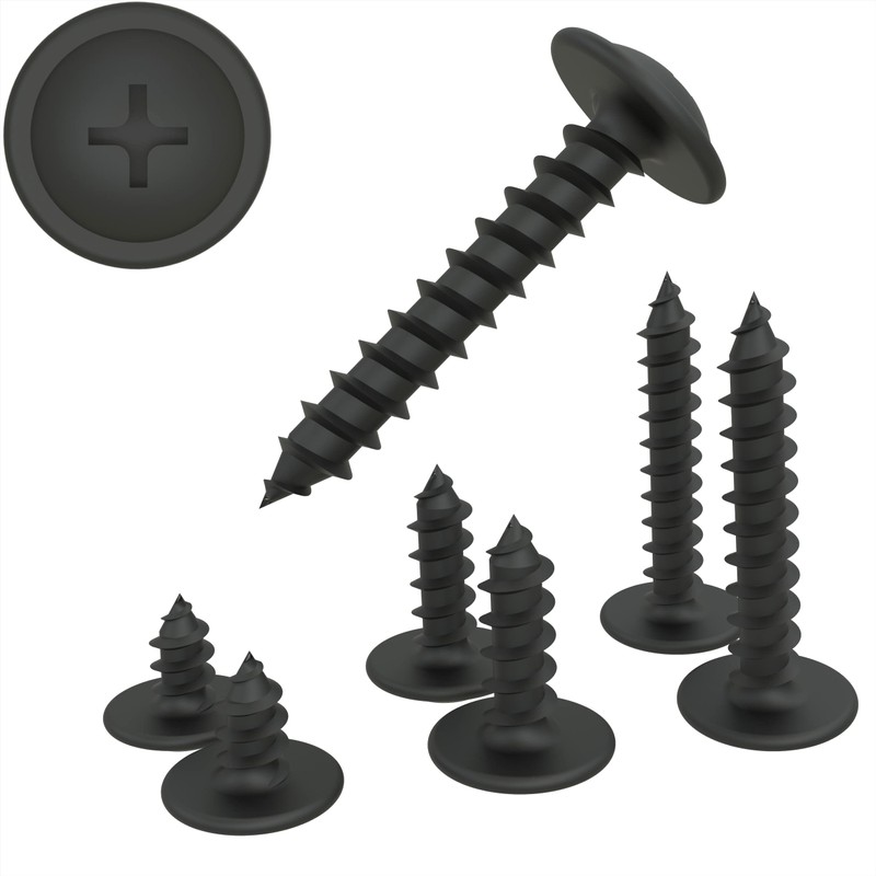 Phillips Flat Head Self-Tapping Screws with Disc, Black, Galvanised