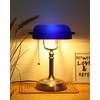 Newrays Blue Glass Bankers Desk Lamp with Pull Chain Switch