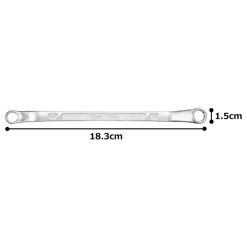 TONE HPM45-0809 Long Glasses Wrench (45°) Double Side Width 0.3