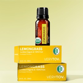 Premium USDA Organic Lemongrass Essential Oil - 100% Pure Natural Undiluted, for Aromatherapy Diffuser