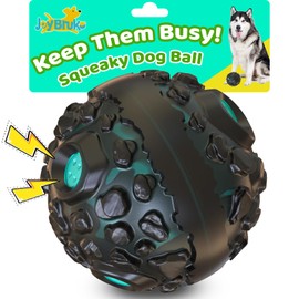 JoyBruko Dog Ball for Aggressive Chewers - Interactive Dog Toy Balls Fun Squeaky Sound to Keep Them Busy, Durable for Small Medium Large Breeds, Rubber Pet Chew Toys, As Seen on TV, Black & Lake Blue