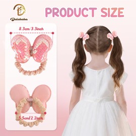 Dalababa 8 Pcs Glitter Butterfly Hair Ties for Girls, Sequin Elastics Pigtail Ponytail Holders, Colorful Sparkle Shiny Hair Bobbles Bands Scrunchies Accessories Decoration for Toddlers Kids