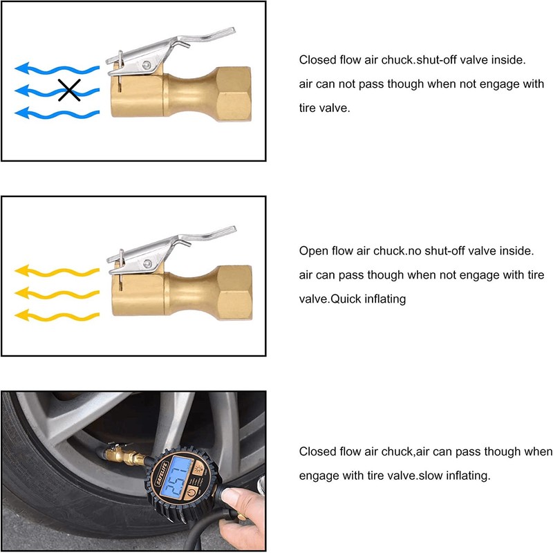 SAFELIFE Air Chuck, Heavy Duty Open Flow Lock On Tire